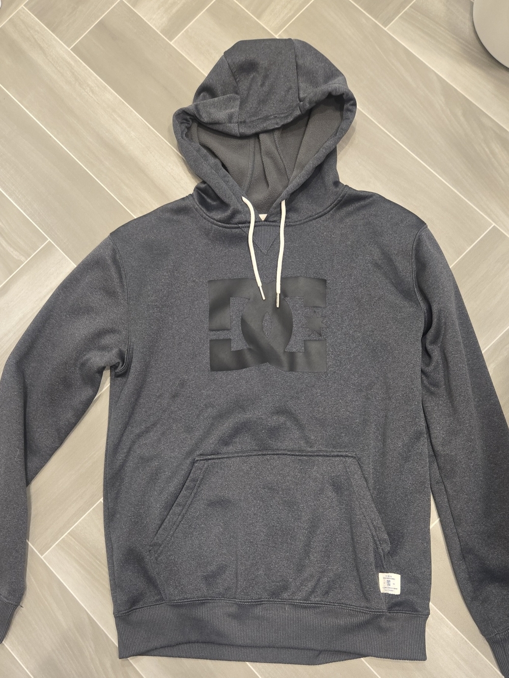 DC Men's Charcoal Gray Hoodie with Black Logo
